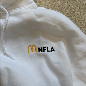 McDonalfs NFLA White Hoodie with Embroidered Logo